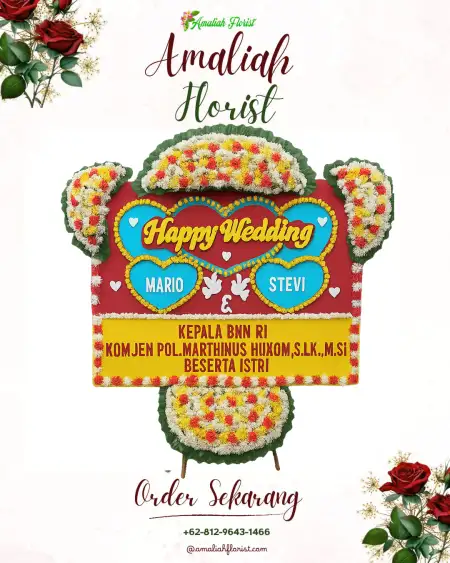 Papan Bunga Pernikahan Akat
